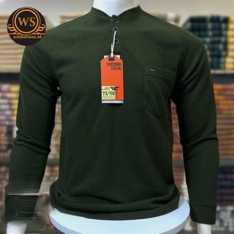kaos pria lengan panjang brand CARDINAL CASUAL 02089 HIJAU