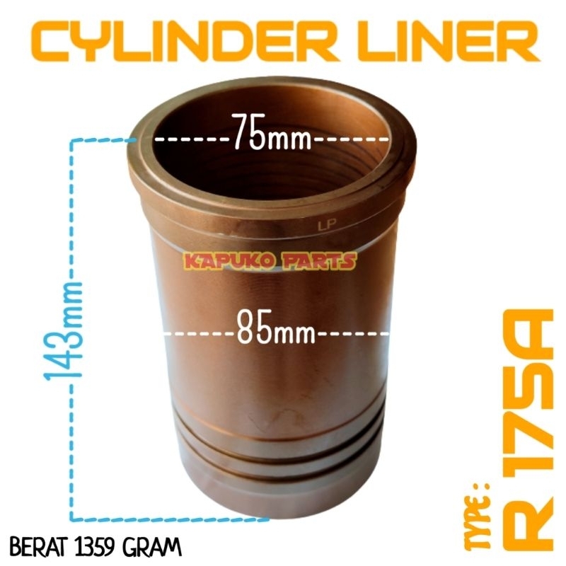 R175A CYLINDER LINER BORING 75MM UNTUK MESIN DIESEL DONGFENG 7.5PK