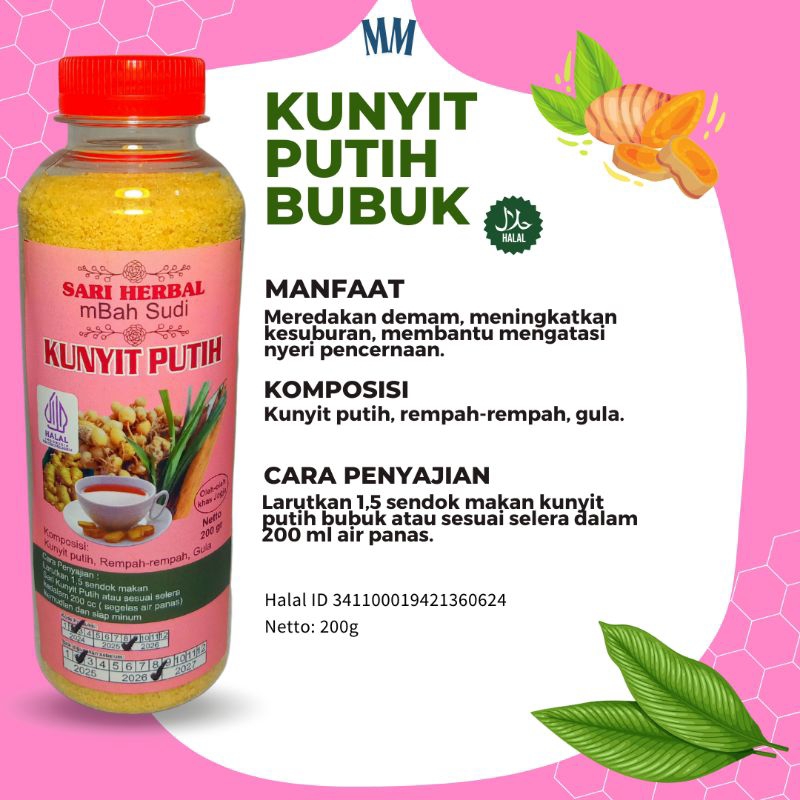 

Kunyit putih bubuk/ kunyit putih instan/ kunyit instan/ kunyit bubuk/ minuman herbal/ jamu herbal/ minuman tradisional/ jamu tradisional/ minuman rempah [200g]