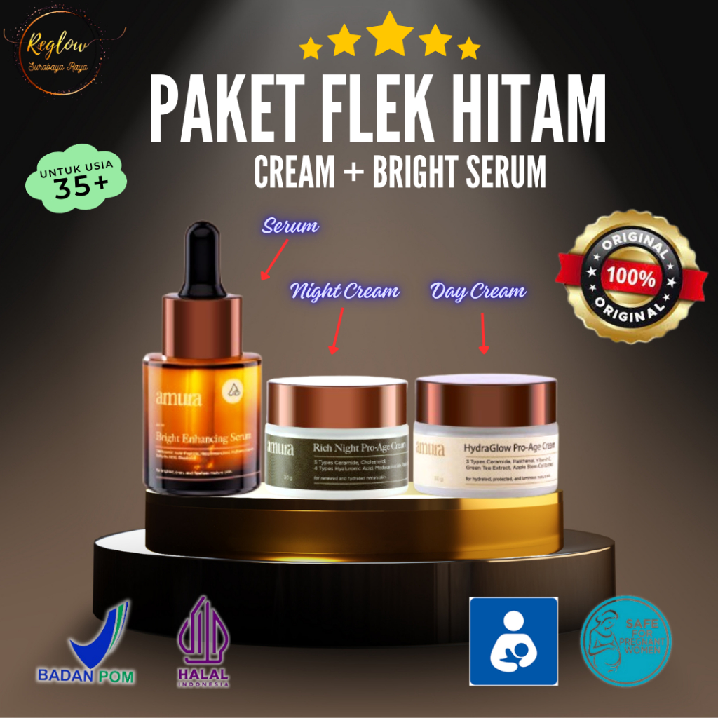 Amura | Paket Cream Serum Amura | Flek Hitam | Kulit Kusam