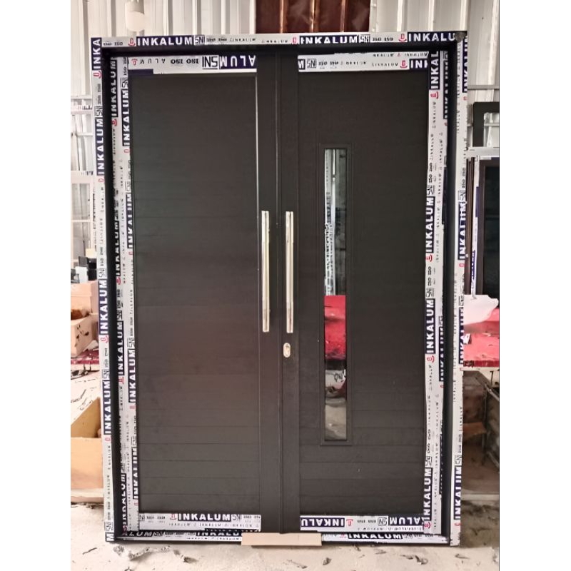 SET KUSEN + PINTU ALUMINIUM KUPU-KUPU BAHAN SPANDREL DOUBLE BISA CUSTOM UKURAN [SUDAH TERMASUK PACKI