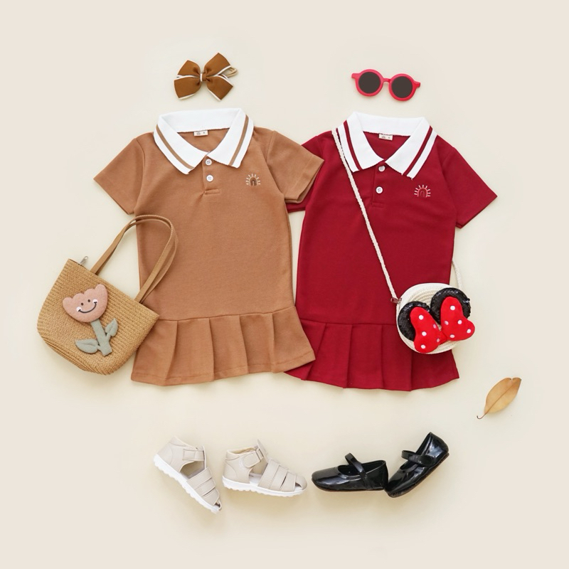 CHARLOTTE DRESS - Dress Polo Anak Perempuan Cewek / Baju Polo Anak Perempuan / Baju Kerah Anak Perem
