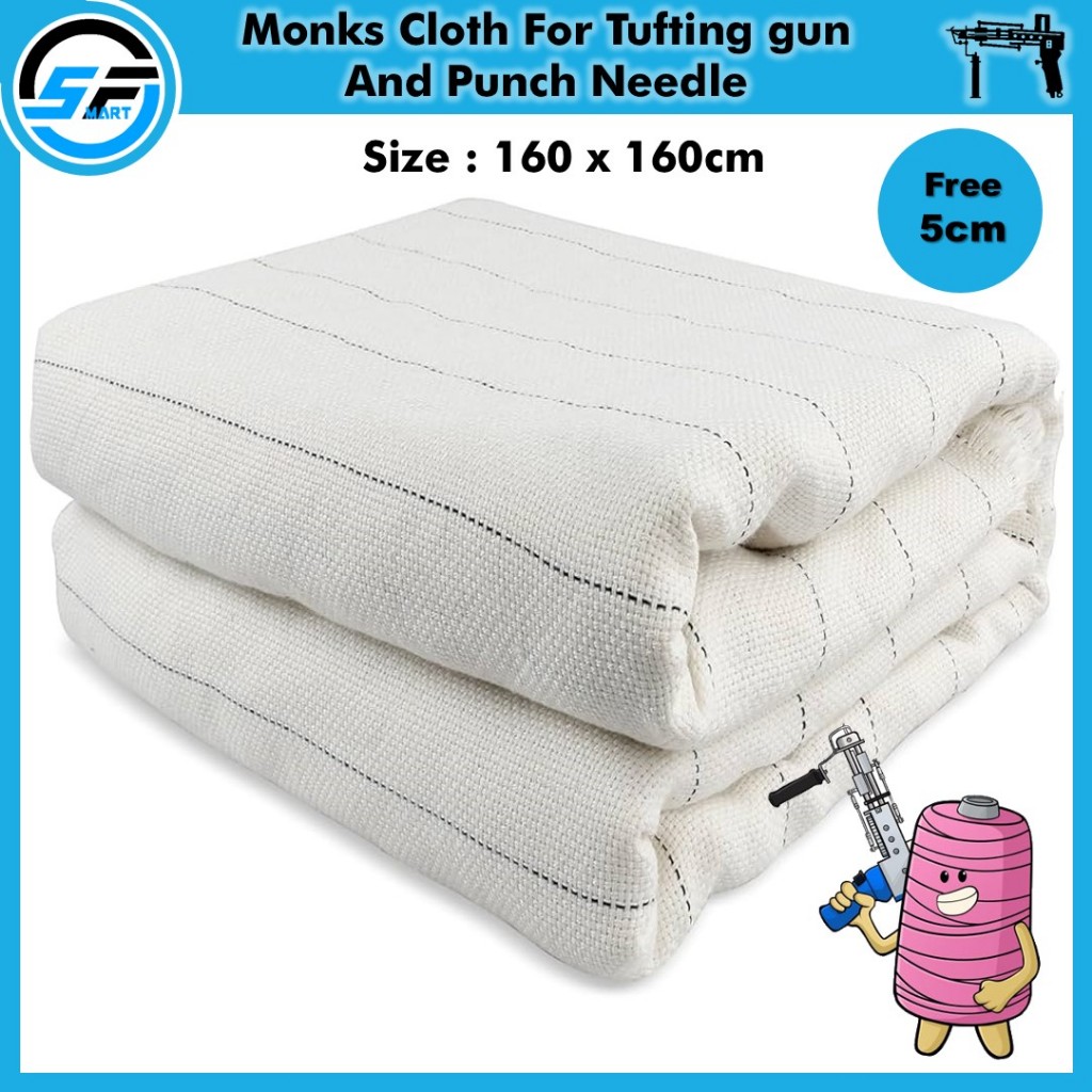 Ready stock 160x160cm monks cloth/Tufting cloth /kain punch needle/cotton tufting fabric