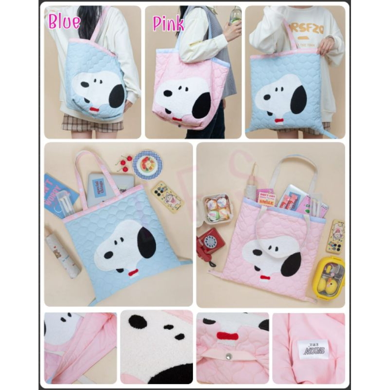 Tote bag puffy snoopy beludru ori uk 44x44