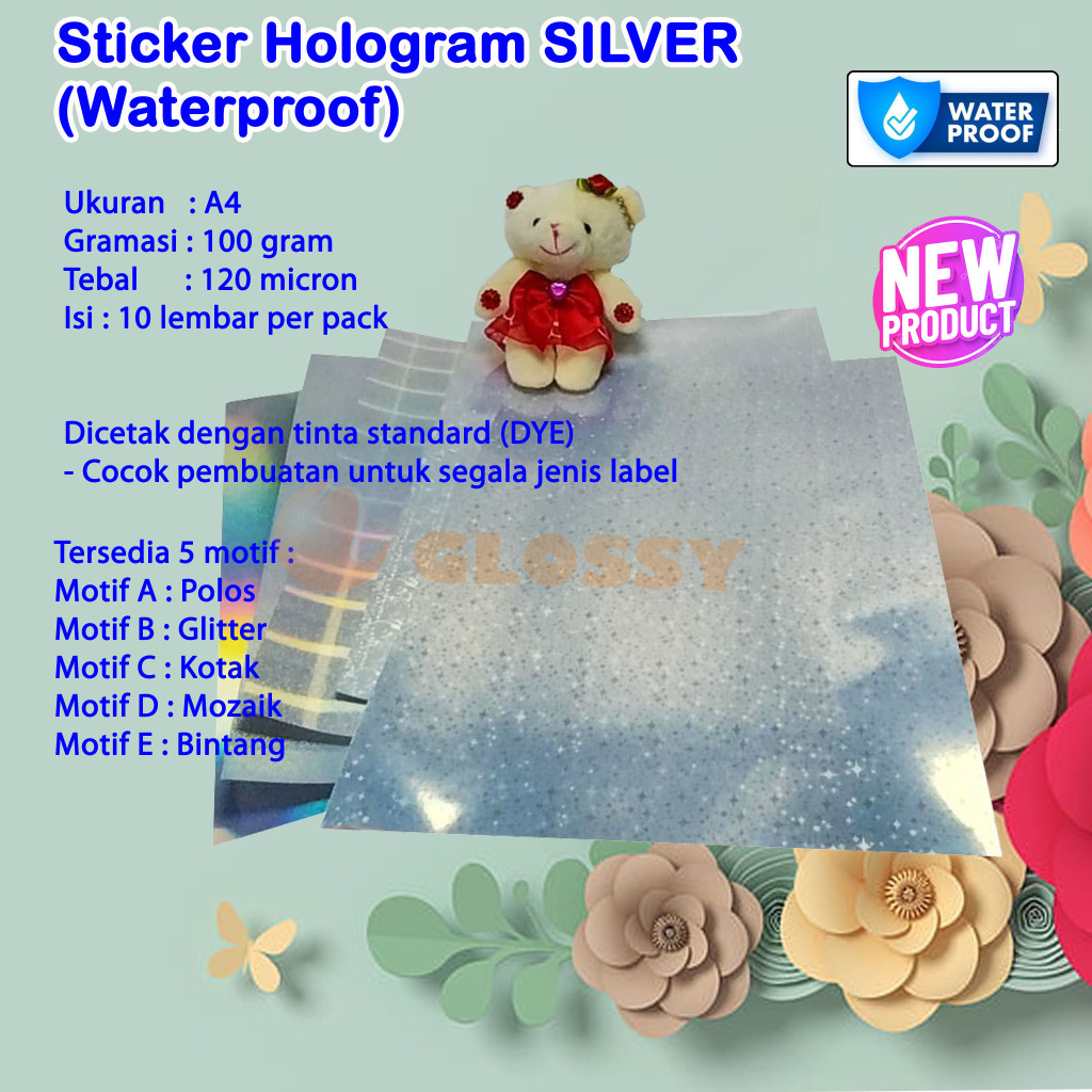 

Sticker Hologram Silver Waterproof Tahan Air