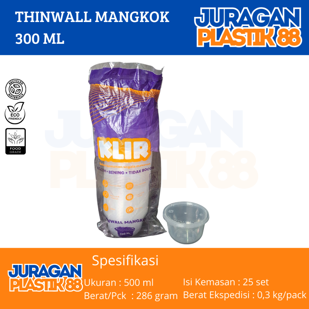 Thinwall Klir 300ml Bowl | Mangkok Plastik KLIR BOWL 300ml@25set