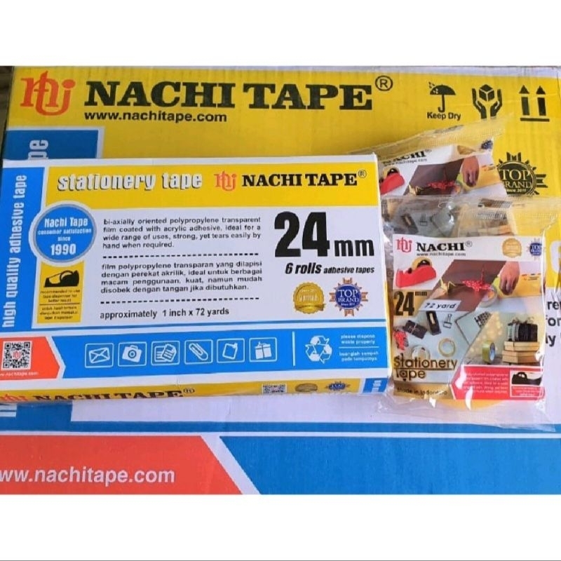 

Nachi stationery tape 24mm ( 1 inch ) / Selotip Isolasi Nachi kuning