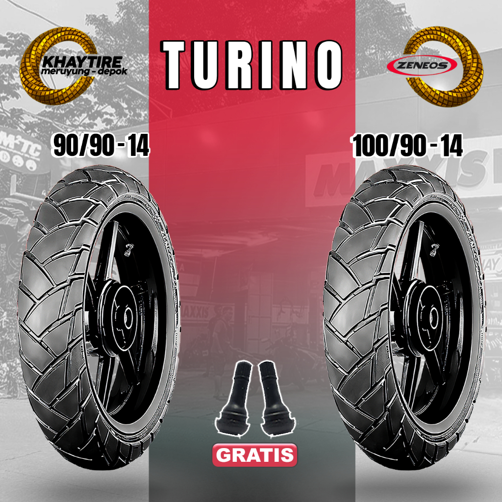 Paket Ban Motor Matic Zeneos Turino 90/90 + 100/90 Ring 14 Tubeless