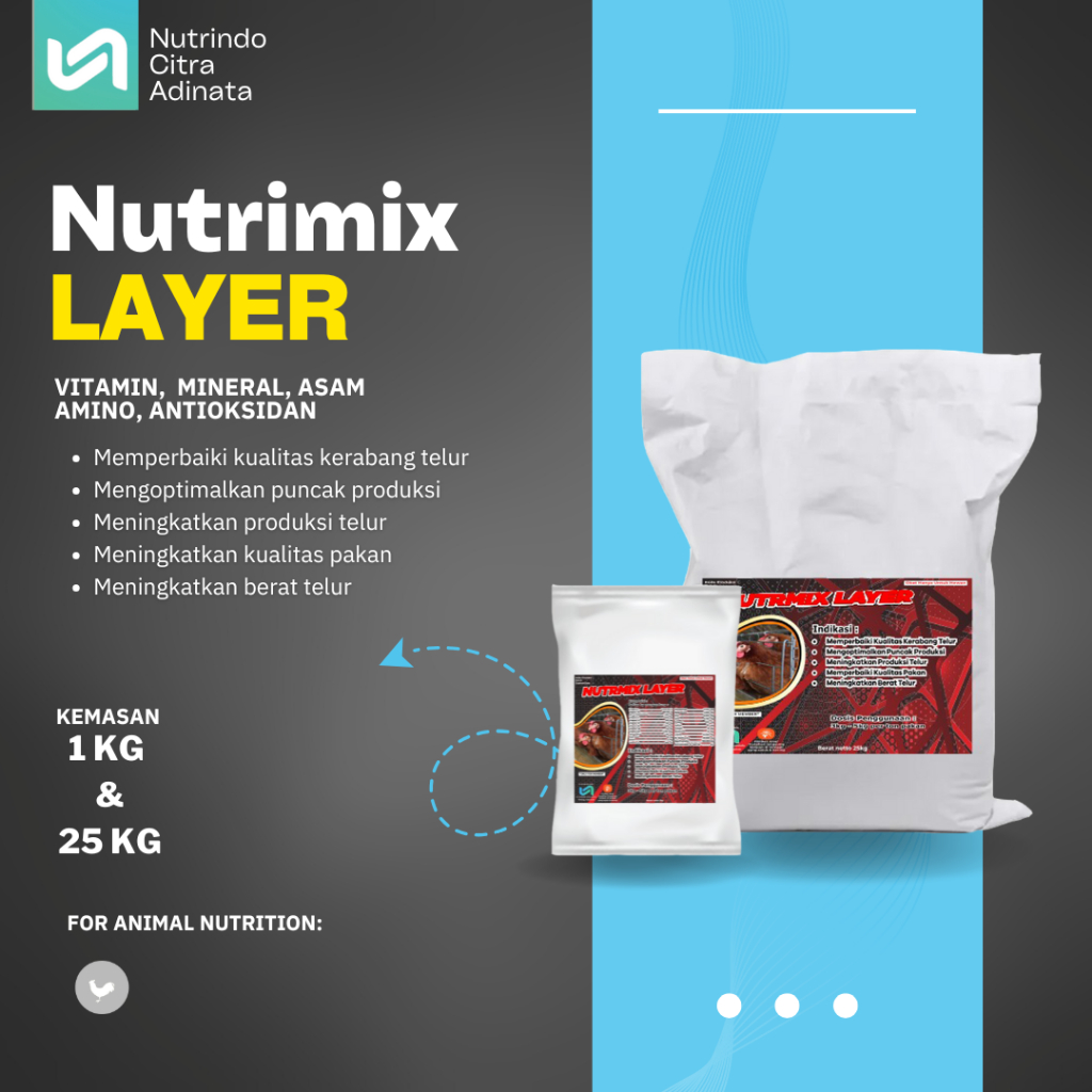 NUTRIMIX LAYER - SUPPLEMENT AYAM PETELUR - PREMIX AYAM PETELUR - PEMACU PRODUKSI AYAM PETELUR 1KG
