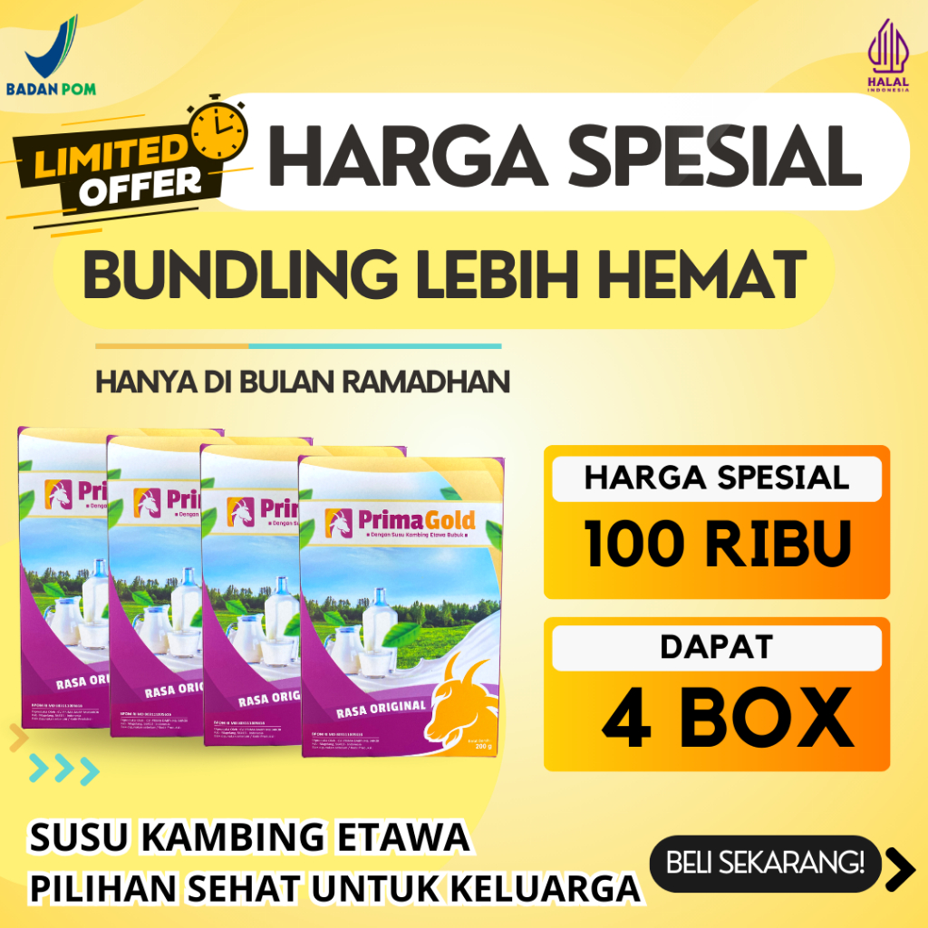 

{GRATIS SABUN} SUSU KAMBING ETAWA PRIMAGOLD 200 gram