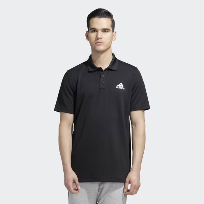Kaos Polo Pria Original Import Branded Adidas Golf Premium Ukuran M Hitam Polos Sporty