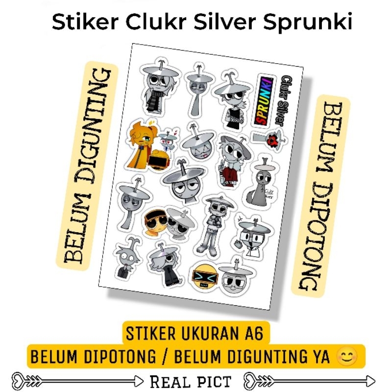 

STIKER CLUKR SILVER SPRUNKI / STIKER BELUM DIPOTONG BAHAN VINYL UKURAN A6 / STICKER SILVER SPRUNKI / STIKER KARAKTER LUCU