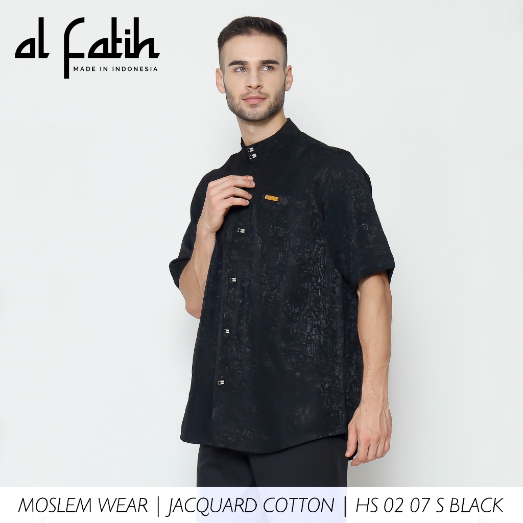 Moslem Wear Kemeja Koko Hitam Oversized | HS 02 S Black | | Al Fatih Moslem Wear Jacquard Cotton