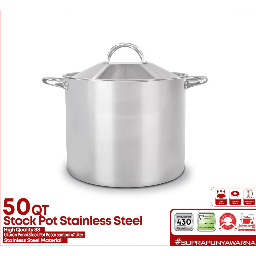 Supra Panci Stainless Steel Stock Pot 50 Qt Jumbo