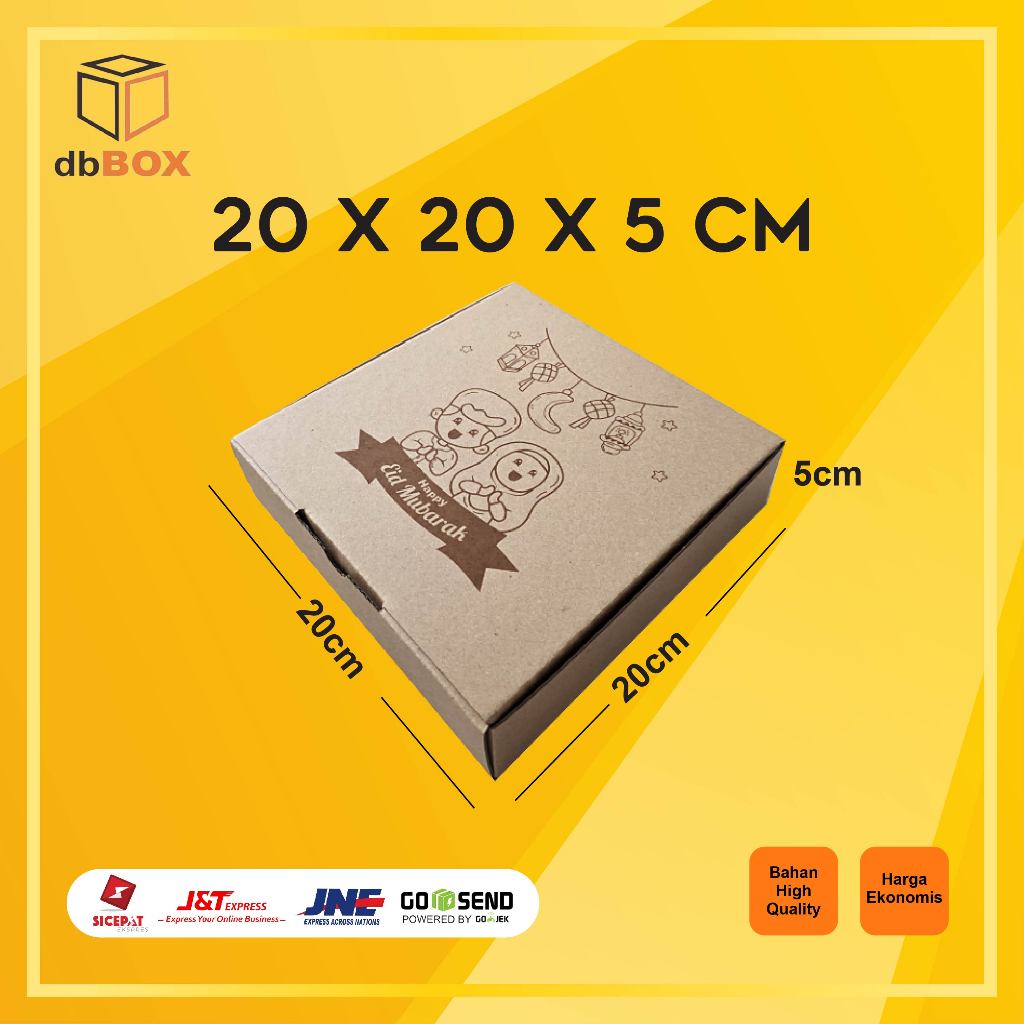 

Kardus 20x20x5 cm + SABLON IDUL FITRI--Die Cut dan easy usage—