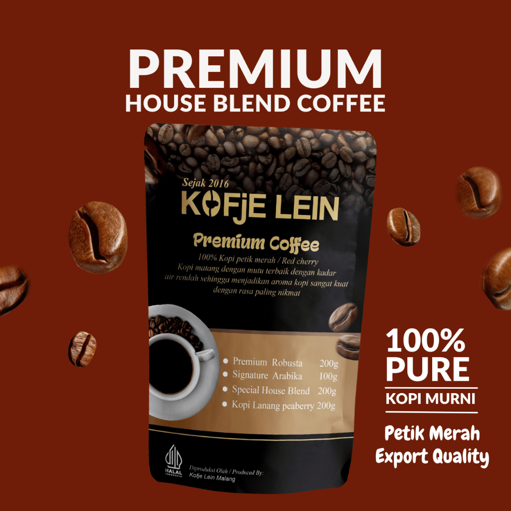 

Kofje Lein Kopi Bubuk Premium Signature Coffee Varian House Blend Kualitas Ekspor