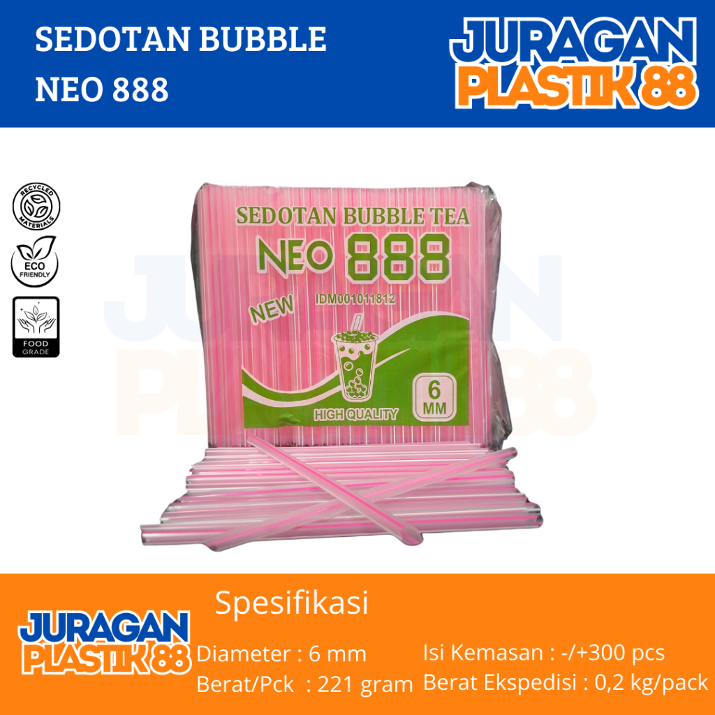 Sedotan Bubble Warna Warni 6mm Panjang 18cm / Sedotan Pop Ice Boba / Sedotan Plastik Murah Warna War