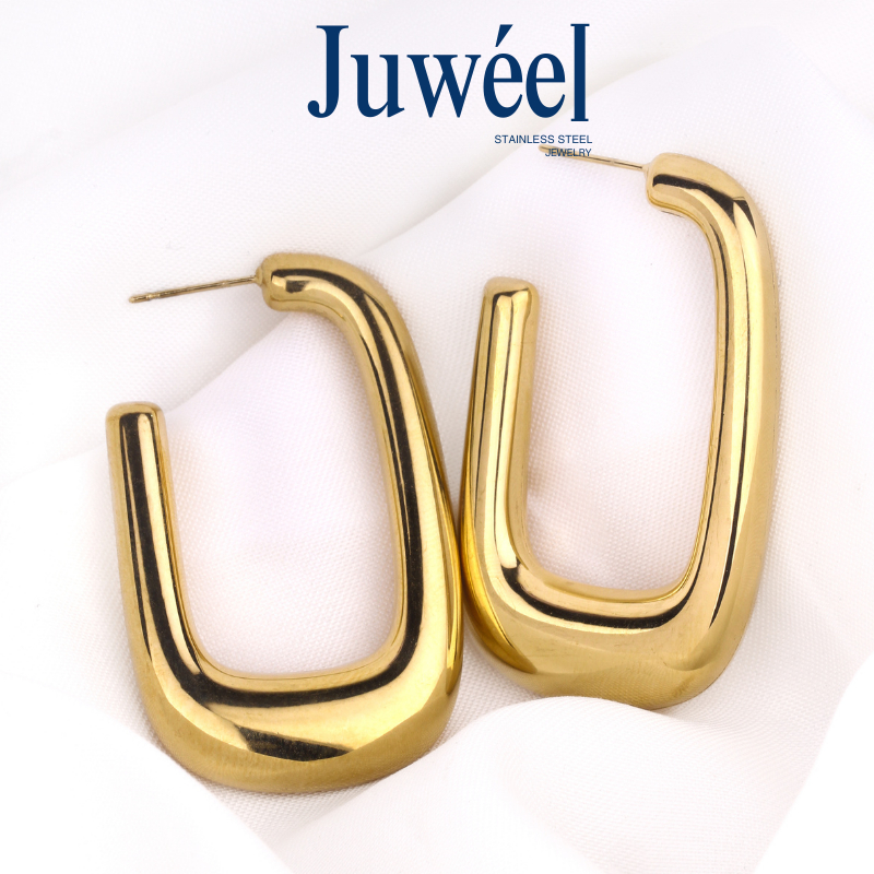 Juweél Bolt U-Shape Stainless Steel Hoop Earrings