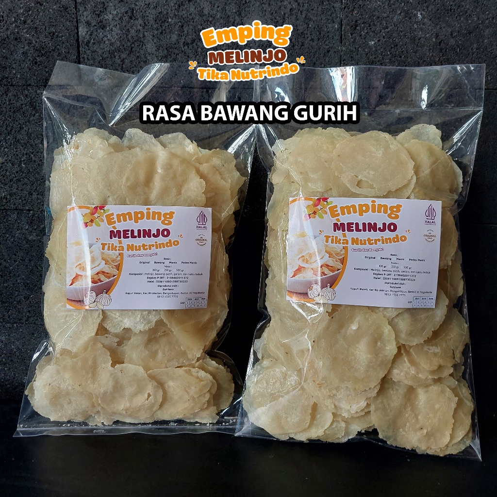 

(500gr) Emping Melinjo Super Rasa Bawang Gurih Tika Nutrindo - Emping Mentah - Emping Melinjo Gurih