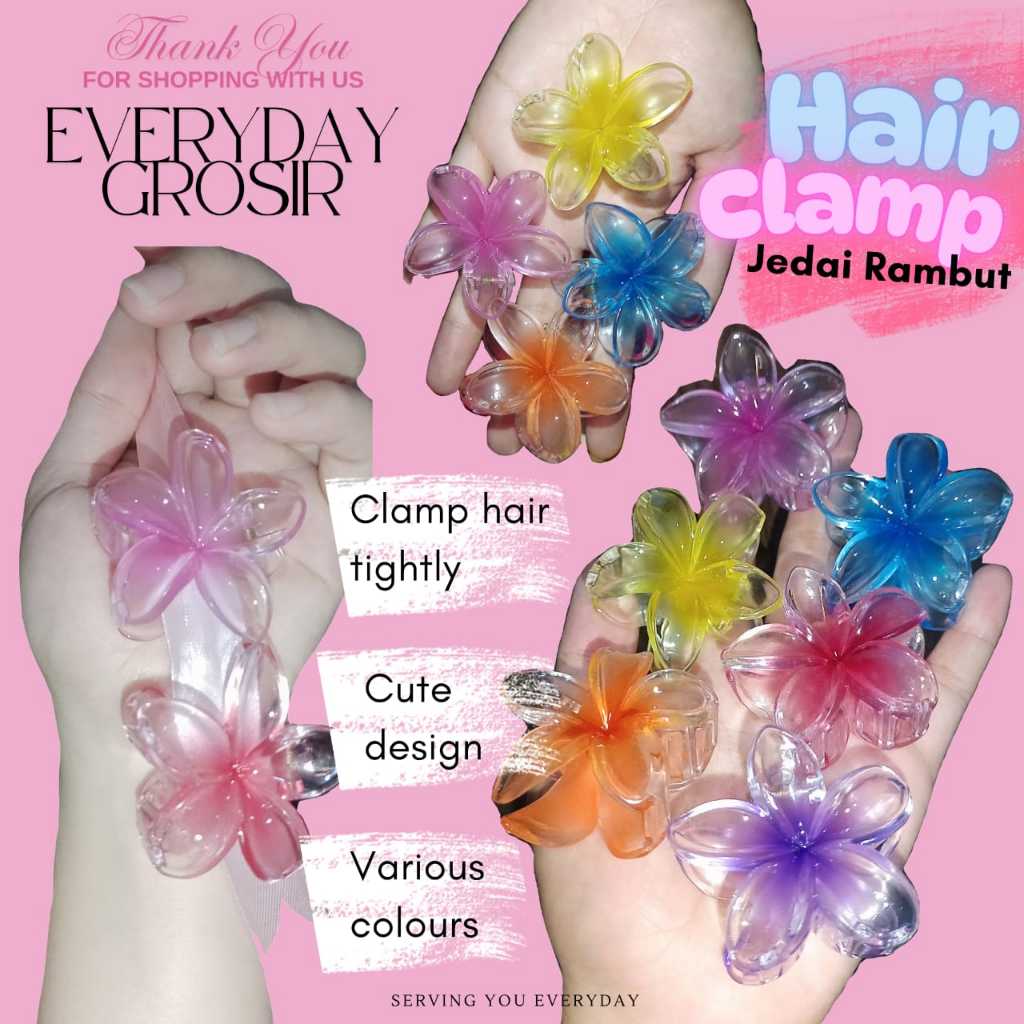 （SATUAN) Jepit Rambut Bunga Kamboja Cantik Jedai Bunga Korea Aksesories Rambut Warna Bening Kombinas
