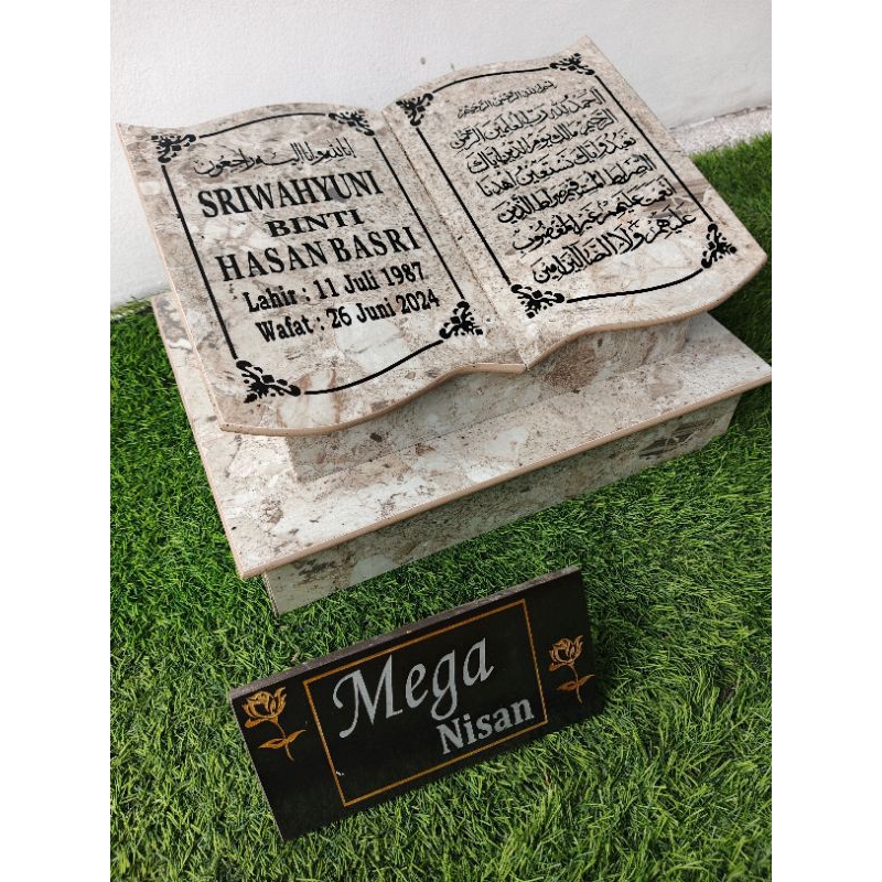 Shoporenku Batu Nisan Granit Tile Motip 40X30/Maesan Granit +Pcking Kayu