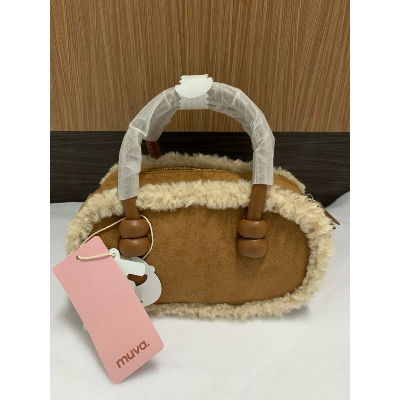 Tas Shoulder Handbag Selempang Suede kombinasi bulu angsa Muva