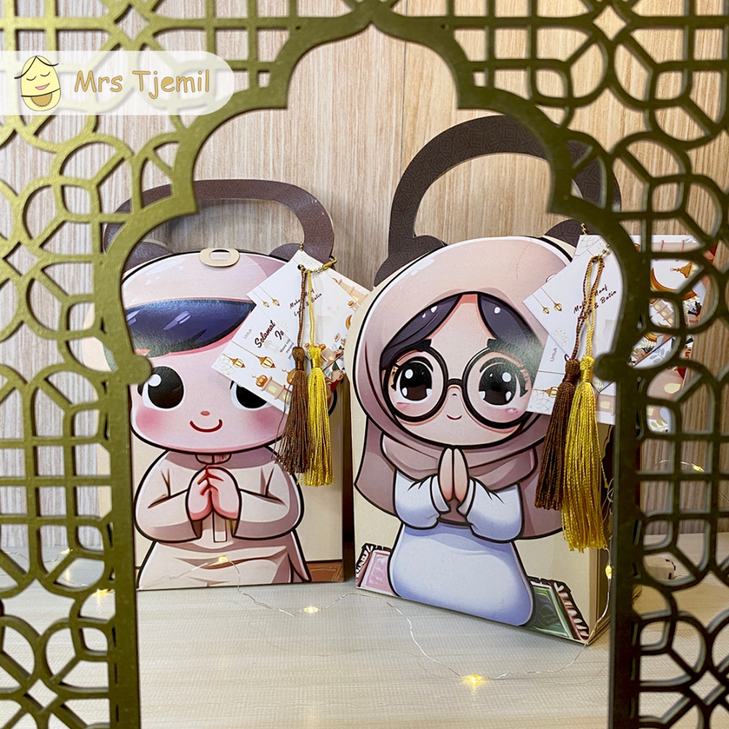 

PAPER BAG IDUL FITRI BOY GIRL - Mrs Tjemil - karton ramadhan sleeve lebaran coklat