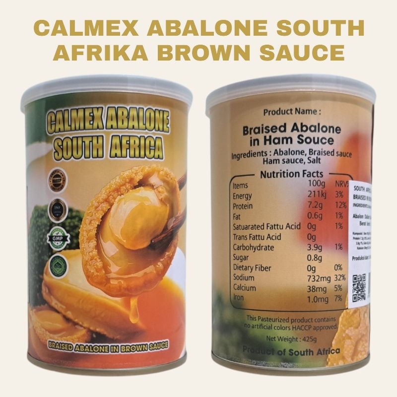 

ABALONE CALMEX SOUTH AFRIKA ISI 6 PC JUMBO CALMEX ABALONE PREMIUM BROWN SAUCE BEST QUALITY [ JAMIN ORIGINAL ] MS
