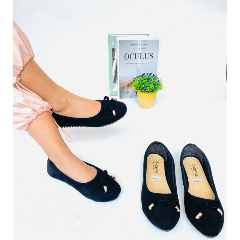 Sepatu Balet Couple Ibu dan Anak Perempuan Terbaru Flatshoes Anak Cewek Sol Karet Simple Elegan Keki
