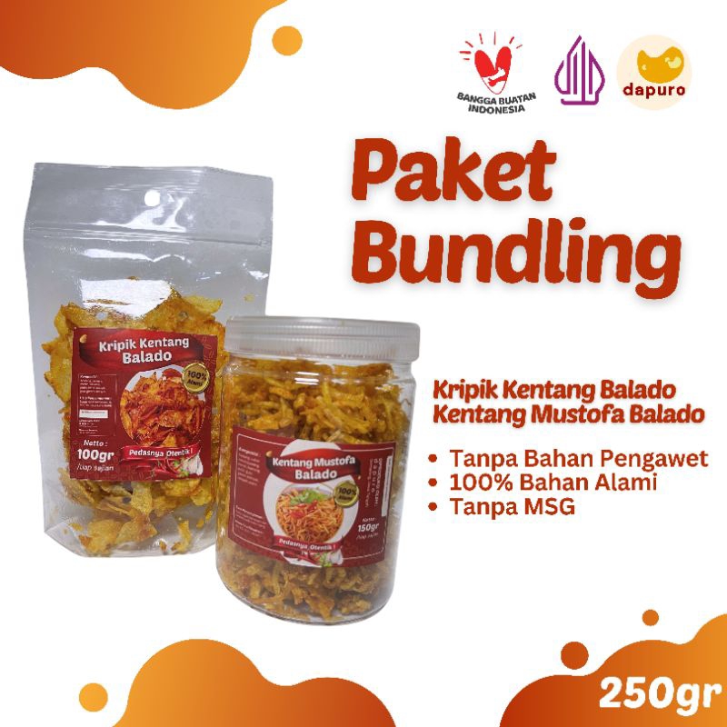 

Dapuro Official Store - Paket Bundling Kripik Kentang Balado & Kentang Mustofa Balado Rasa Pedas Manis