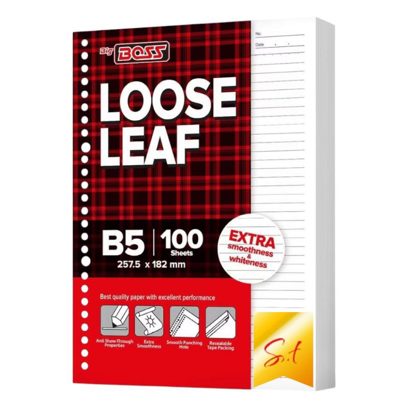 

Loose leaf B5 garis/kertas binder B5 bergaris