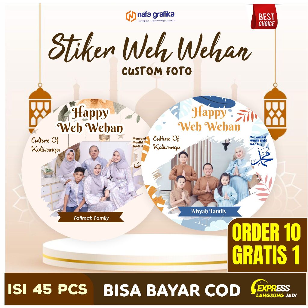 

STIKER WEH WEHAN KALIWUNGU KENDAL STICKER KEMASAN HAMPERS HADIAH MAULID NABI UNIK