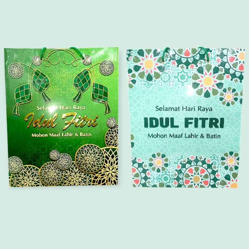 

KIKY PAPER BAG C FOIL IDUL FITRI | Ukuran 330x265x135mm Tas Kertas Lebaran