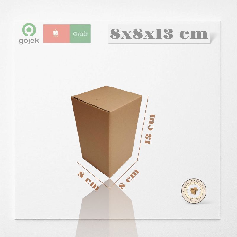 

kardus ukuran 8x8x13 cm box singel wall polos ST