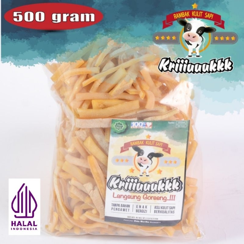 

CEMILAN KULIT SAPI / KERUPUK KULIT SAPI / KRECEK RAMBAK KULIT SAPI - LANGSUNG GORENG Netto 500 gram