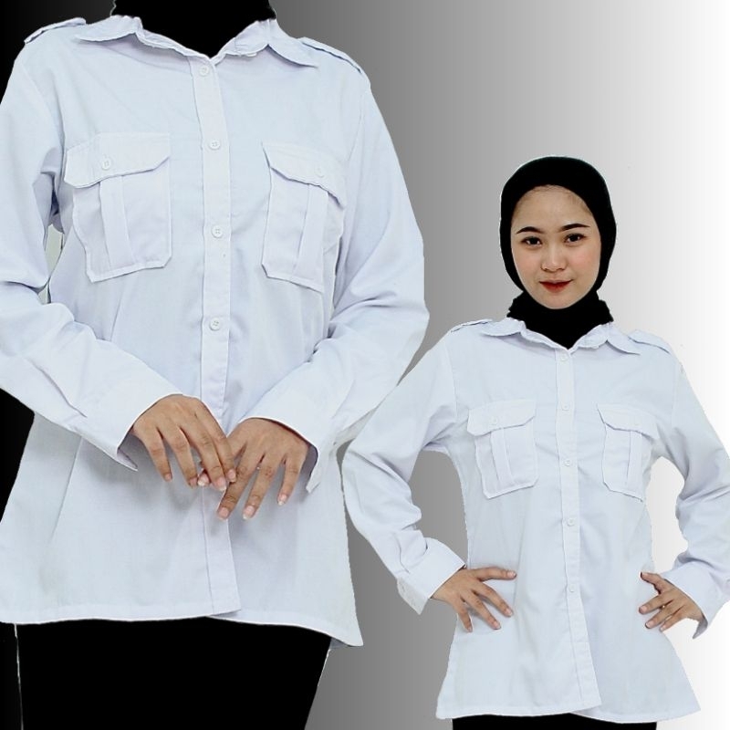 Baju Dinas Putih PNS Wanita Baju PDH Putih Wanita Seragam Putih PNS Wanita Baju Putih Atasan Wanita 