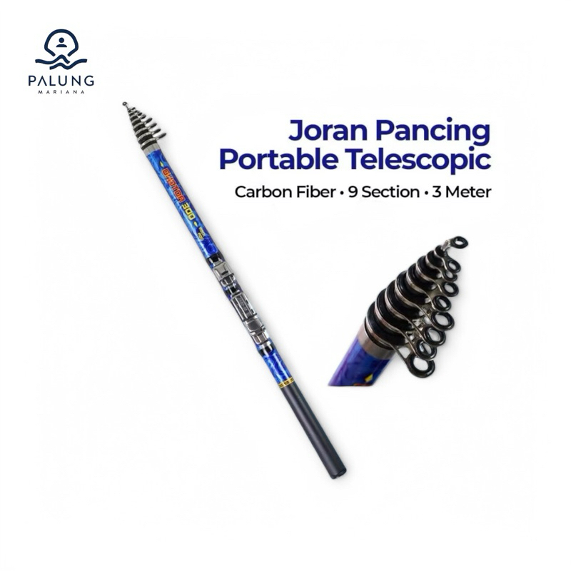 joran pancing telescopic ghotda fishing rod 9 section 3 meter
