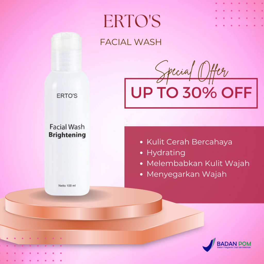 "Ertos Facial Wash Brightening Pembersih Wajah 100ml - Whitening, Mencerahkan, Menghilangkan Jerawat