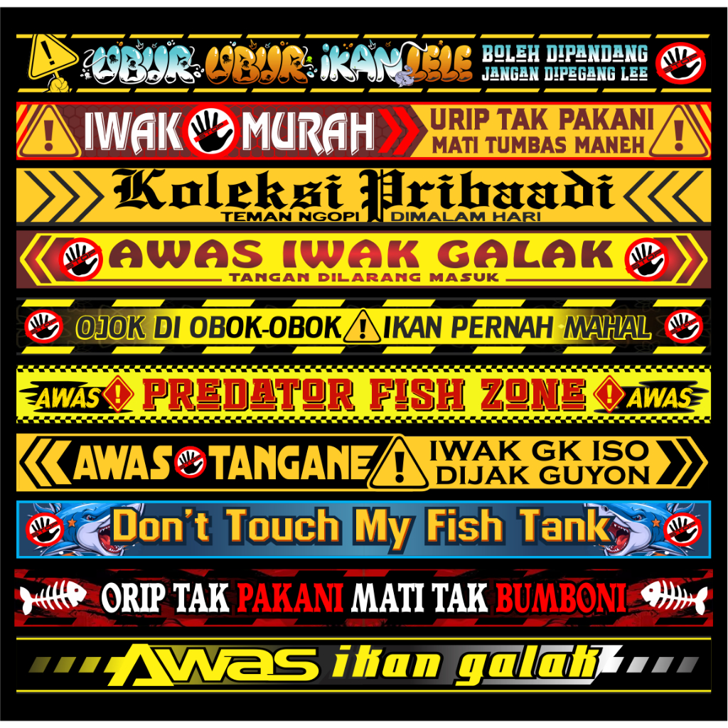 stiker ikan predator / ikan galak /stiker aquaarium