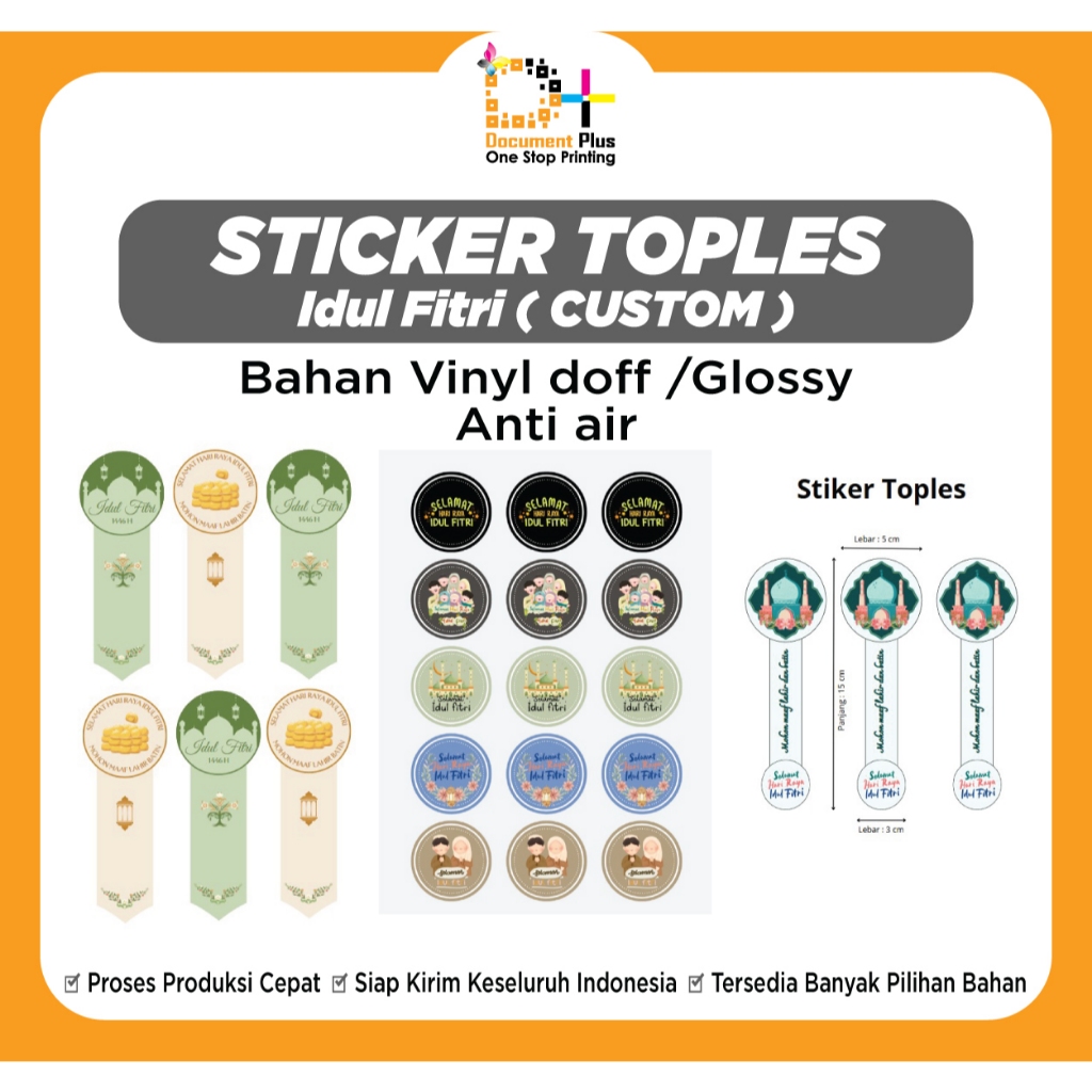 

Sticker Toples lebaran - stiker toples idul fitri Custom bahan Vinyl A3+ Premium