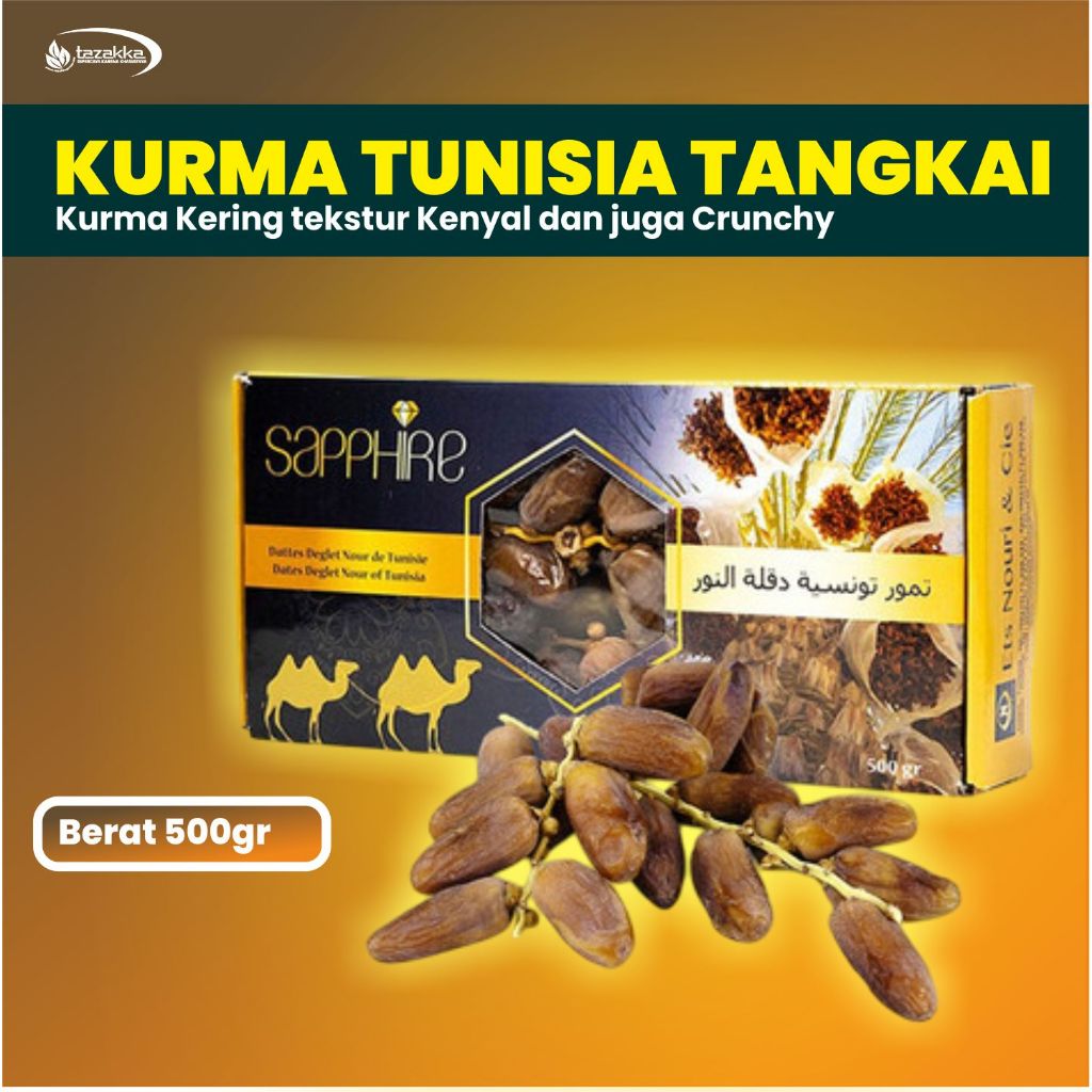 

Kurma Tangkai Tunisia Sapphire 500gr Dijamin Asli dan HALAL100% serta Manis dan Legit