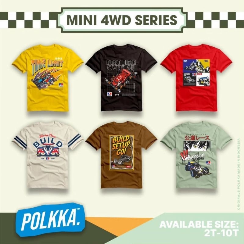 KAOS T-SHIRT ANAK LAKI-LAKI POLKKA MINI 4WD 1-10 TAHUN