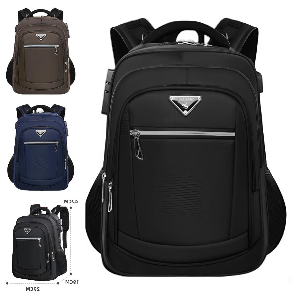 Tas Polo Land 16 Inch Tas Ransel Kerja Tas sekolah Kunci Usb Port Raincoat POLO Import