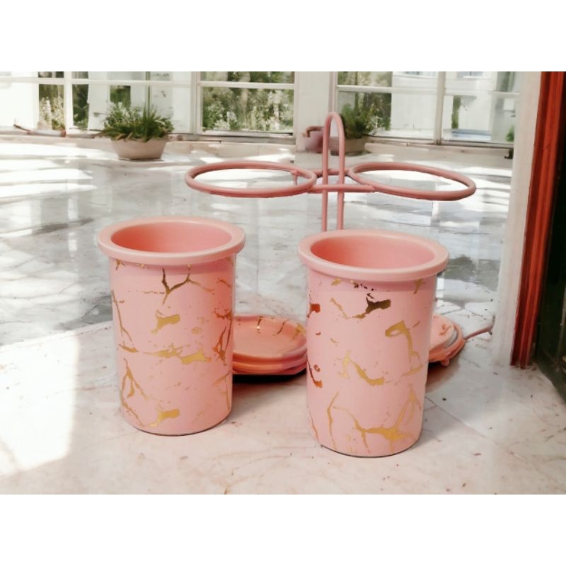 Tempat Sendok Garpu VICENZA BM913 Pink Motif Marmer berfungsi sebagai tempat garpu, sendok, tempat p