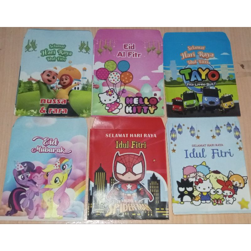 

Terlaris!! amplop lebaran mini karakter anak sudah dilem dapat 10 lembar