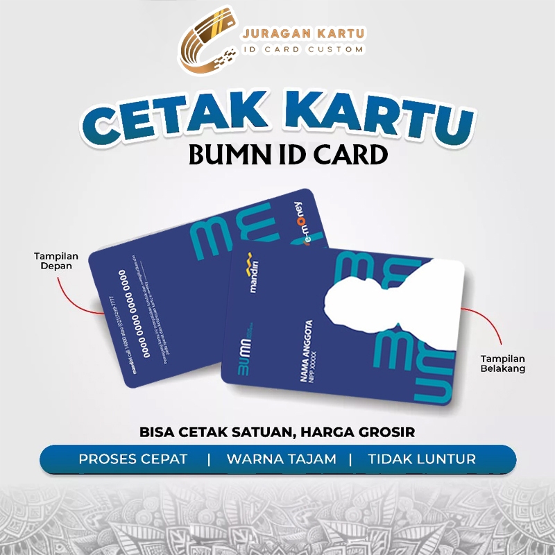

Cetak ID Card Kartu Digital Fisik Kartu BUMN Bisa Satuan Anti Luntur Bahan PVC Tebal 2 SISI