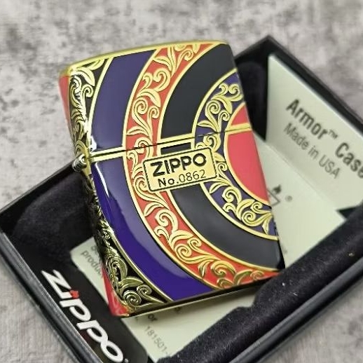 Zippo Armor Floral Ornate 3 Tone Gold Plated Original