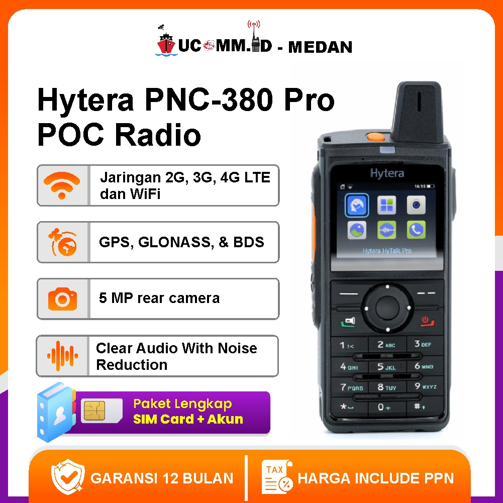 HYTERA PNC 380 Pro WiFi 4G LTE GPS dan Kamera HT POC Hytera Pnc380 Pnc-380 Pro HT GSM Hytera Garansi