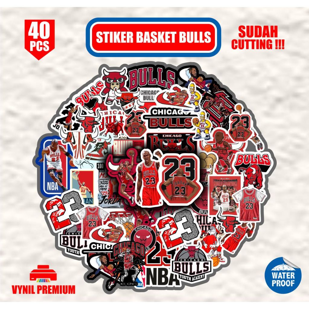 

stiker pack BASKET BULLS 40pcs sudah terpotong waterproof