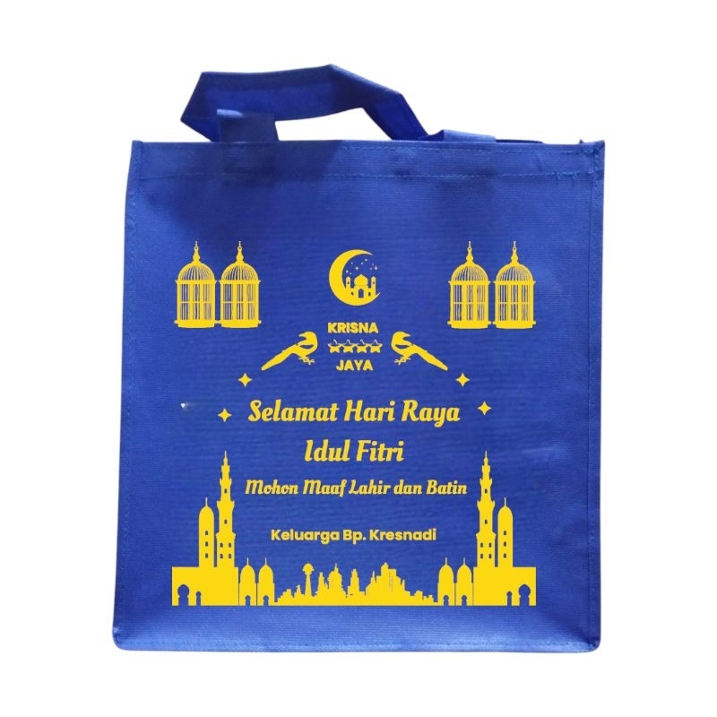 

Tas Berkat Hajatan Spunbond Jahit nasi kotak 20x20x25 bisa request Sablon